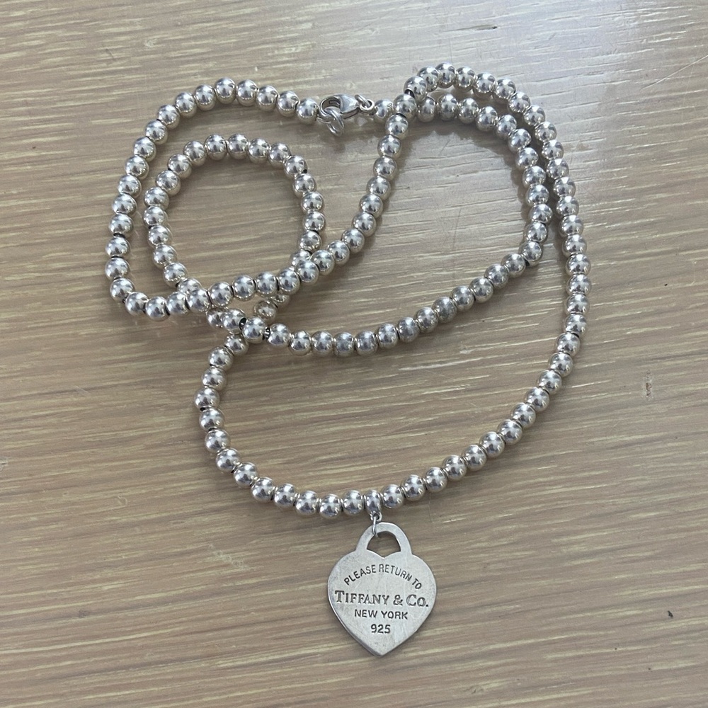 Classic Silver Bead Necklace 18”